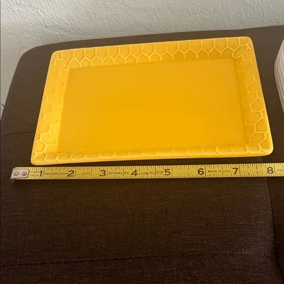 # 0596+ White Butter Dish with Yellow Bee Accent - Picture 3 of 8